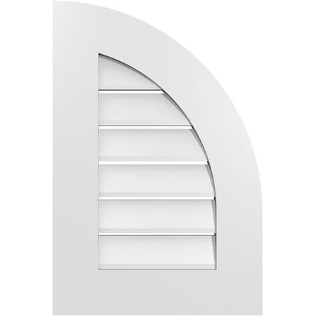 Ekena Millwork Quarter Round Top Right Surface Mount PVC Gable Vent w/ 3-1/2"W x 1"P Standard Frame, 16"W x 24"H GVPQR16X2401SF